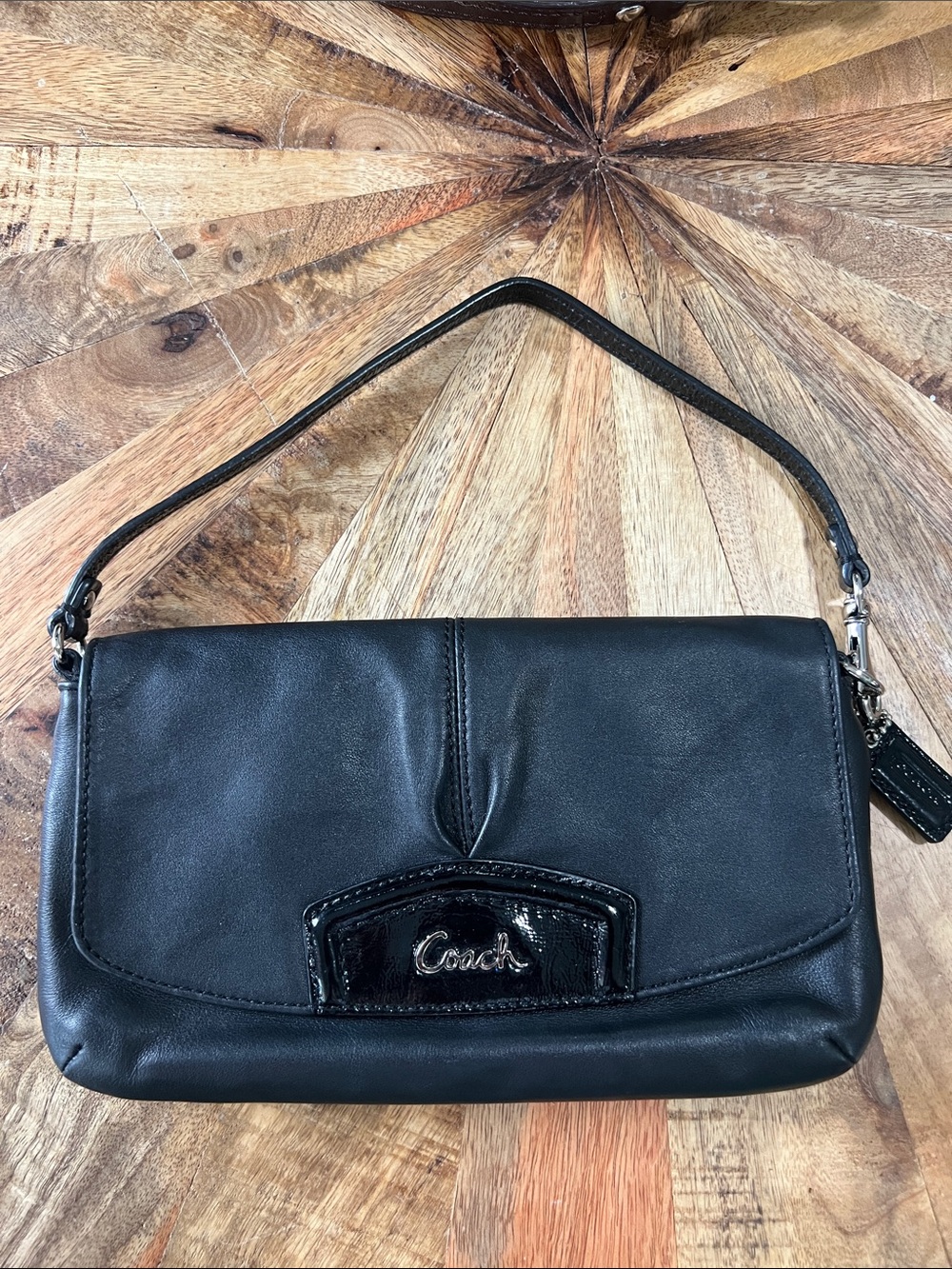 Coach Black Leather Wristlet Bag